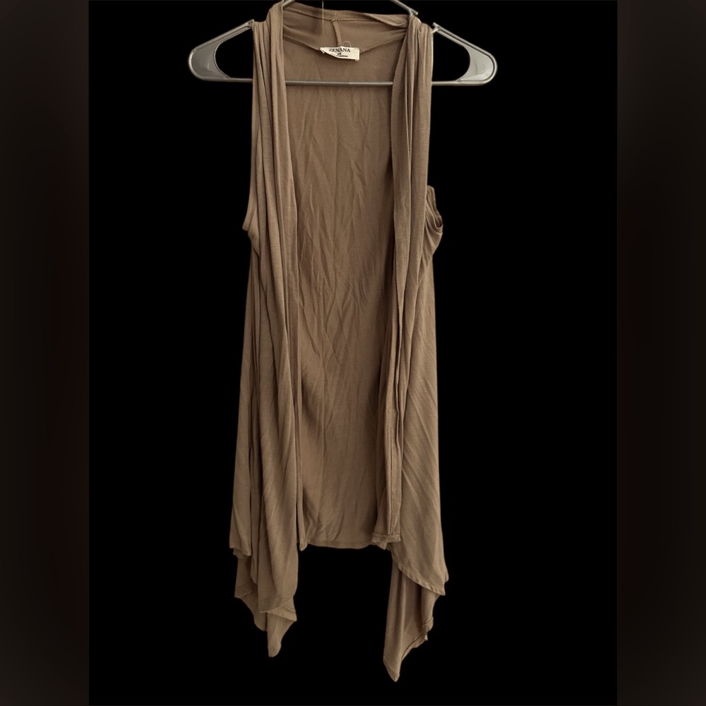 Zenana Outfitters Khaki Waterfall Vest